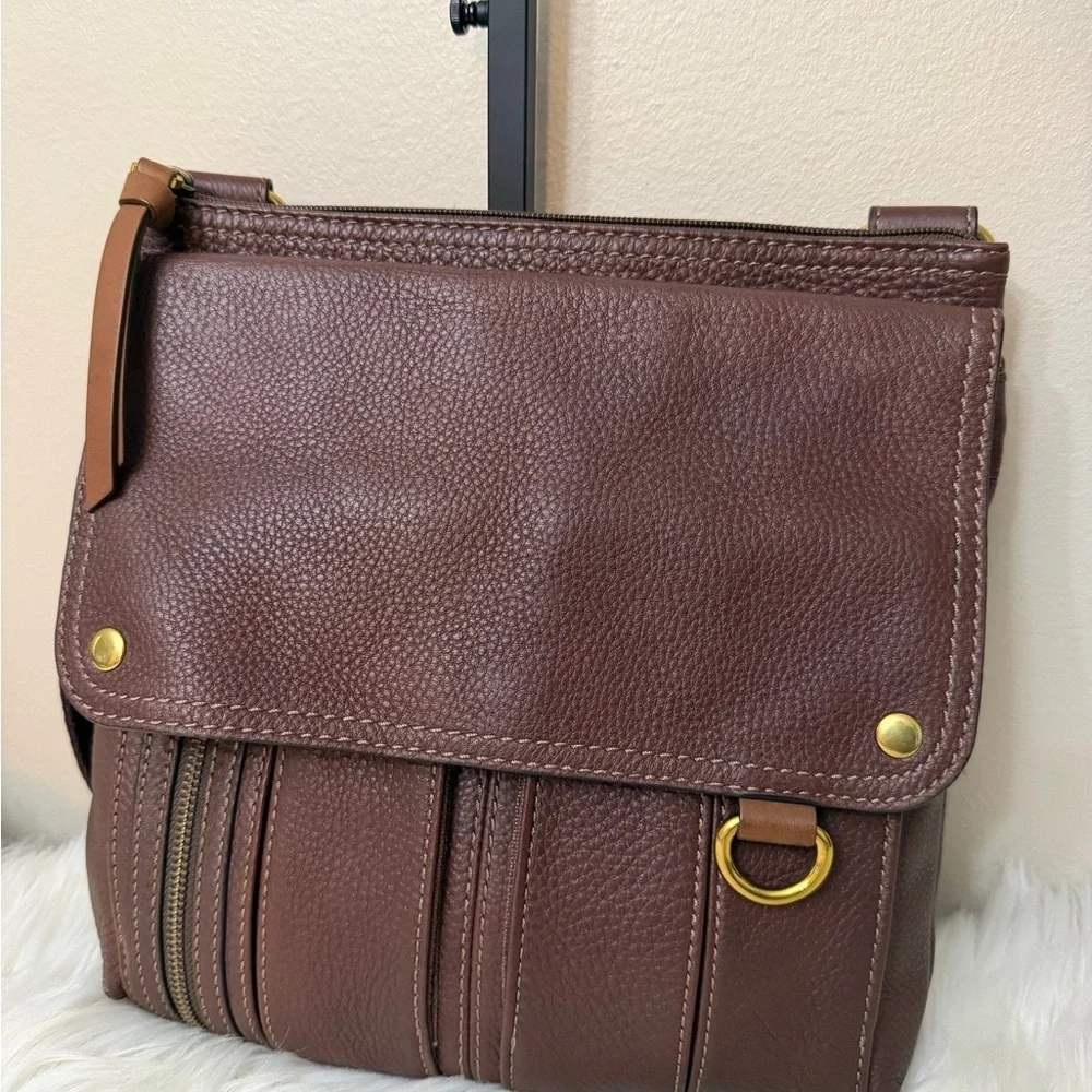 Fossil Dark Brown Leather Messenger Bag